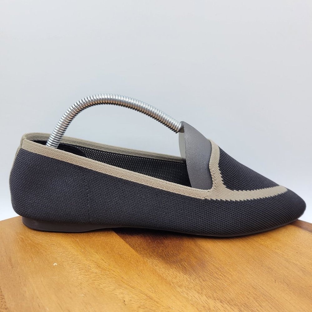 Birdies The Blackbird Flat Loafer Shoe Women's 9 Black Tan Knit Washable Pointed